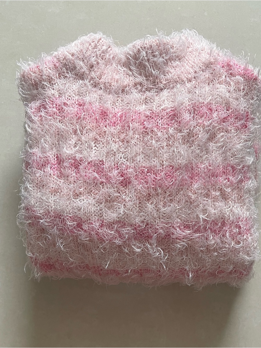 Candie’s Fuzzy Pink Striped Sweater Size L